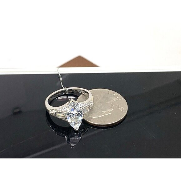 Suzy Levian Sterling Silver Marquise White Cubic Zirconia Engagement Ring SZ 8.5 - Picture 13 of 16